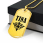 Tina v01a - 18k Gold Finished Luxury Dog Tag Necklace