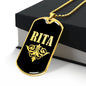 Rita v02a - 18k Gold Finished Luxury Dog Tag Necklace