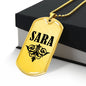 Sara v01a - 18k Gold Finished Luxury Dog Tag Necklace