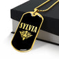 Sylvia v02a - 18k Gold Finished Luxury Dog Tag Necklace