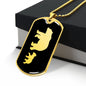 Mama Bear With 1 Cub v2 - 18k Gold Finished Luxury Dog Tag Necklace