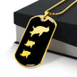 Mama Penguin With 2 Chicks v2 - 18k Gold Finished Luxury Dog Tag Necklace