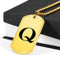 Initial Q v1a - 18k Gold Finished Luxury Dog Tag Necklace