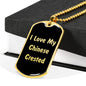 Love My Chinese Crested v5 - 18k Gold Finished Luxury Dog Tag Necklace