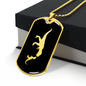 Mama Dinosaur With 1 Hatchling v2 - 18k Gold Finished Luxury Dog Tag Necklace