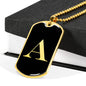 Initial A v2a - 18k Gold Finished Luxury Dog Tag Necklace