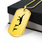 Mama Dinosaur With 2 Hatchlings - 18k Gold Finished Luxury Dog Tag Necklace
