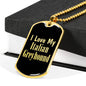 Love My Italian Greyhound v2 - 18k Gold Finished Luxury Dog Tag Necklace