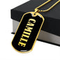 Camille v02 - 18k Gold Finished Luxury Dog Tag Necklace