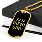 San Diego Girl v2 - 18k Gold Finished Luxury Dog Tag Necklace