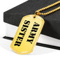 Army Sister - 18k Gold Finished Luxury Dog Tag Necklace