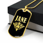 Jane v02a - 18k Gold Finished Luxury Dog Tag Necklace