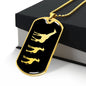Mama Giraffe With 2 Calves v2 - 18k Gold Finished Luxury Dog Tag Necklace