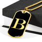 Initial B v2a - 18k Gold Finished Luxury Dog Tag Necklace