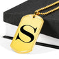 Initial S v1a - 18k Gold Finished Luxury Dog Tag Necklace