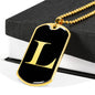 Initial L v2a - 18k Gold Finished Luxury Dog Tag Necklace