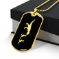 Mama Dinosaur With 2 Hatchlings v2 - 18k Gold Finished Luxury Dog Tag Necklace