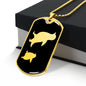 Mama Penguin With 1 Chick v2 - 18k Gold Finished Luxury Dog Tag Necklace