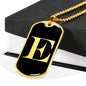 Initial E v2a - 18k Gold Finished Luxury Dog Tag Necklace