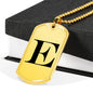 Initial E v1a - 18k Gold Finished Luxury Dog Tag Necklace