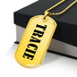 Tracie v01 - 18k Gold Finished Luxury Dog Tag Necklace