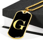 Initial G v2a - 18k Gold Finished Luxury Dog Tag Necklace