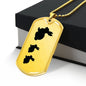 Mama Rabbit With 2 Kittens - 18k Gold Finished Luxury Dog Tag Necklace