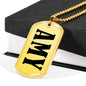 Amy v01 - 18k Gold Finished Luxury Dog Tag Necklace