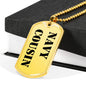 Navy Cousin - 18k Gold Finished Luxury Dog Tag Necklace