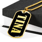 Tina v02 - 18k Gold Finished Luxury Dog Tag Necklace