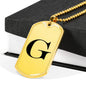 Initial G v1a - 18k Gold Finished Luxury Dog Tag Necklace