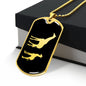 Mama Giraffe With 1 Calf v2 - 18k Gold Finished Luxury Dog Tag Necklace