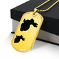Mama Rabbit With 1 Kitten - 18k Gold Finished Luxury Dog Tag Necklace