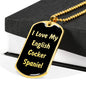 Love My English Cocker Spaniel v5 - 18k Gold Finished Luxury Dog Tag Necklace