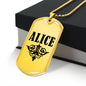 Alice v01a - 18k Gold Finished Luxury Dog Tag Necklace