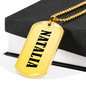 Natalia v01 - 18k Gold Finished Luxury Dog Tag Necklace