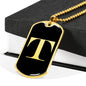 Initial T v2a - 18k Gold Finished Luxury Dog Tag Necklace
