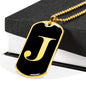Initial J v2a - 18k Gold Finished Luxury Dog Tag Necklace