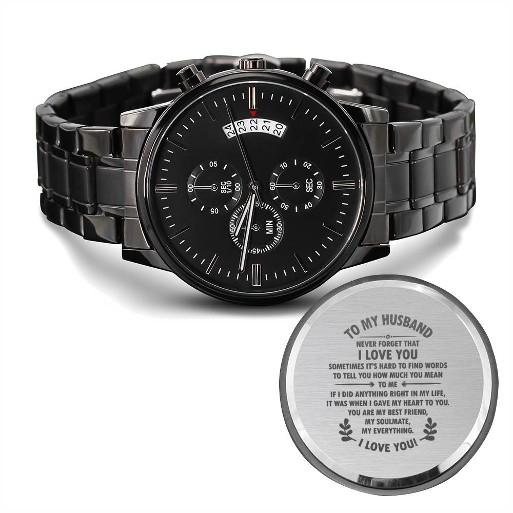 To My Husband - Black Chronograph Watch