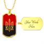 Stylized Tryzub And Red-Black Flag - 18k Gold Finished Luxury Dog Tag Necklace