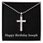 Happy Birthday Joseph v2 - Stainless Steel Ball Chain Cross Necklace