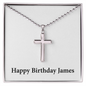 Happy Birthday James - Stainless Steel Ball Chain Cross Necklace