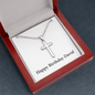 Happy Birthday David - Stainless Steel Ball Chain Cross Necklace With Mahogany Style Luxury Box