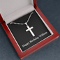 Happy Birthday William v2 - Stainless Steel Ball Chain Cross Necklace With Mahogany Style Luxury Box