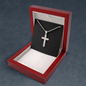 Stainless Steel Ball Chain Cross Necklace With Mahogany Style Luxury Box v2