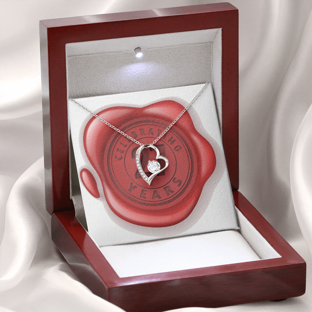 Celebrating 27 Years Anniversary - Forever Love Necklace With Mahogany Style Luxury Box
