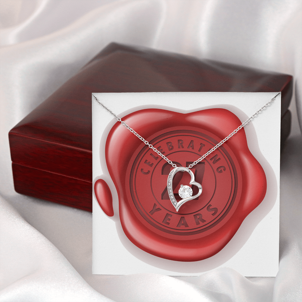 Celebrating 27 Years Anniversary - Forever Love Necklace With Mahogany Style Luxury Box