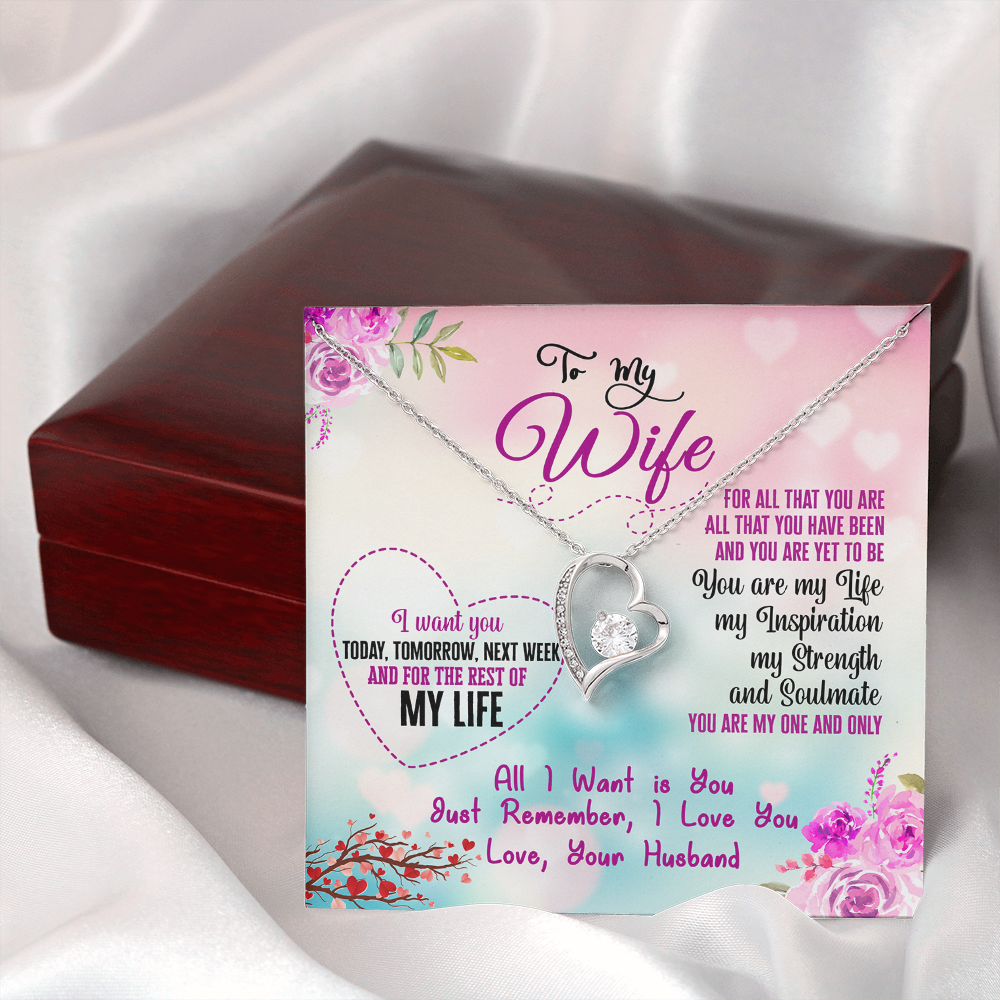 015 To My Wife - Forever Love Necklace With Mahogany Style Luxury Box