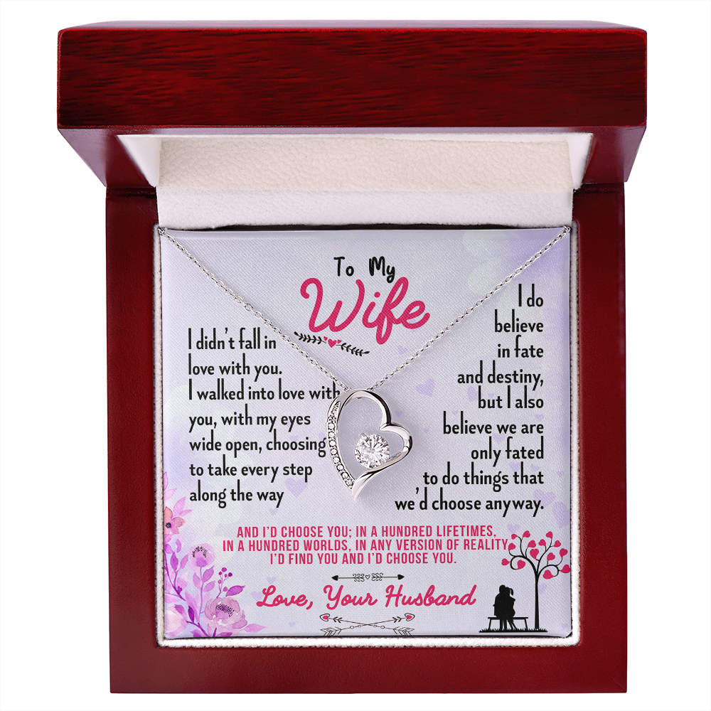 016 To My Wife - Forever Love Necklace With Mahogany Style Luxury Box