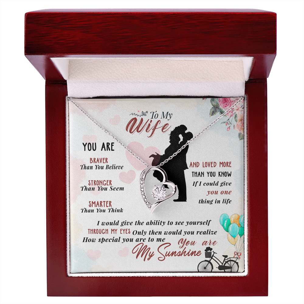014 To My Wife - Forever Love Necklace With Mahogany Style Luxury Box